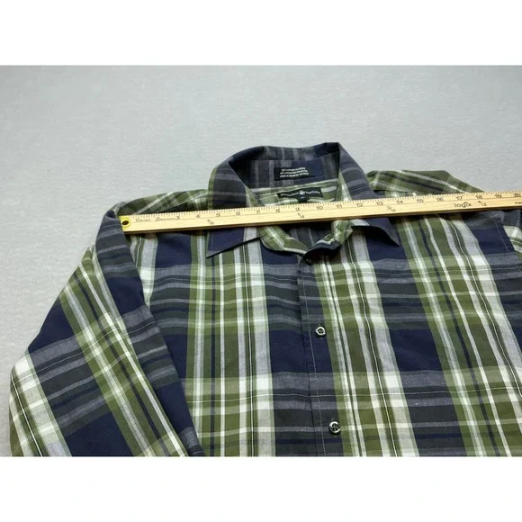 Beverly Hills Polo Club Plaid Button Down Shirt XL Green Navy Long Sleeve - Picture 8 of 11